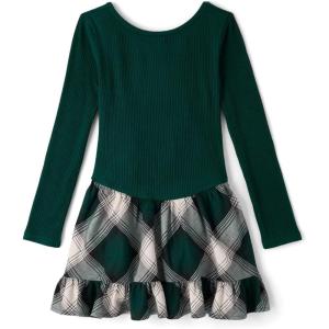 imageThe Childrens Place Big Girls Long Sleeve Casual DressBalt Green Plaid