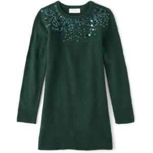 imageThe Childrens Place Girls Long Sleeve Sweater DressSequin Spruceshade