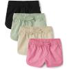 imageThe Childrens Place BabyGirls and Toddler Twill Pull on ShortsPinkStrawGreenBlack 4pack