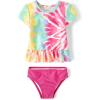 imageThe Childrens Place Girls and Toddler Short Sleeve Rashguard SwimsetCosmos