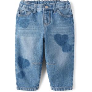 imageThe Childrens Place Baby Girls and Toddler Barrel Leg JeansPeak Wash Hearts