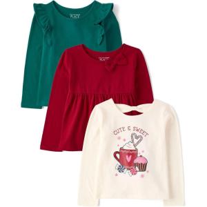 imageThe Childrens Place BabyGirls and Toddler Assorted Long Sleeve Knit ShirtCute SweetGreenRed