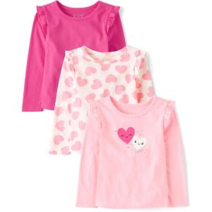 imageThe Childrens Place BabyGirls and Toddler Assorted Long Sleeve Knit ShirtHeartsPink HeartsPink