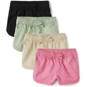 imageThe Childrens Place BabyGirls and Toddler Twill Pull on ShortsPinkStrawGreenBlack 4pack