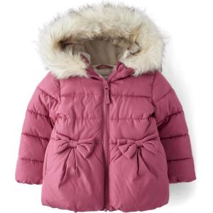 imageThe Childrens Place babygirls And Toddler Medium Weight Windresistant Waterresistant Puffer JacketRose Heart Bubble
