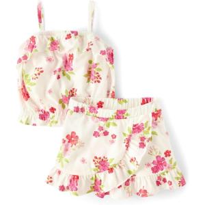 imageThe Childrens Place babygirls And Toddler Tank Top and Skort 2 Piece Outfit SetSimply White Floral