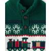 imageThe Childrens Place Baby Boys and Toddler Long Sleeve Mock Neck Pullover SweaterGreen Train Mock Neck