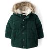 imageThe Childrens Place Baby Boys and Toddler Water and Wind Resistant Hooded Zip Front Courdory Puffer JacketBalt Green