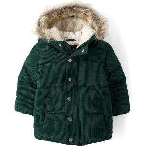 imageThe Childrens Place Baby Boys and Toddler Water and Wind Resistant Hooded Zip Front Courdory Puffer JacketBalt Green