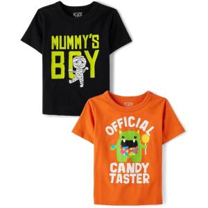 imageThe Childrens Place BabyBoys and Toddler All HolidaysBirthdays Short Sleeve Graphic TShirts2 PackMummys BoyCandy Monster