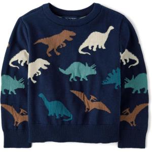 imageThe Childrens Place BabyBoys and Toddler Long Sleeve Crew Neck Pullover SweaterNavy Dino Print