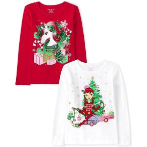 imageThe Childrens Place UnisexChild All HolidaysBirthdays Long Sleeve Graphic TShirts2 PackHoliday DcorHoliday Unicorn