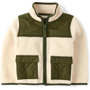 imageThe Childrens Place boys And Toddler Long Sleeve Sherpa Fleece Full Zip JacketHaystack