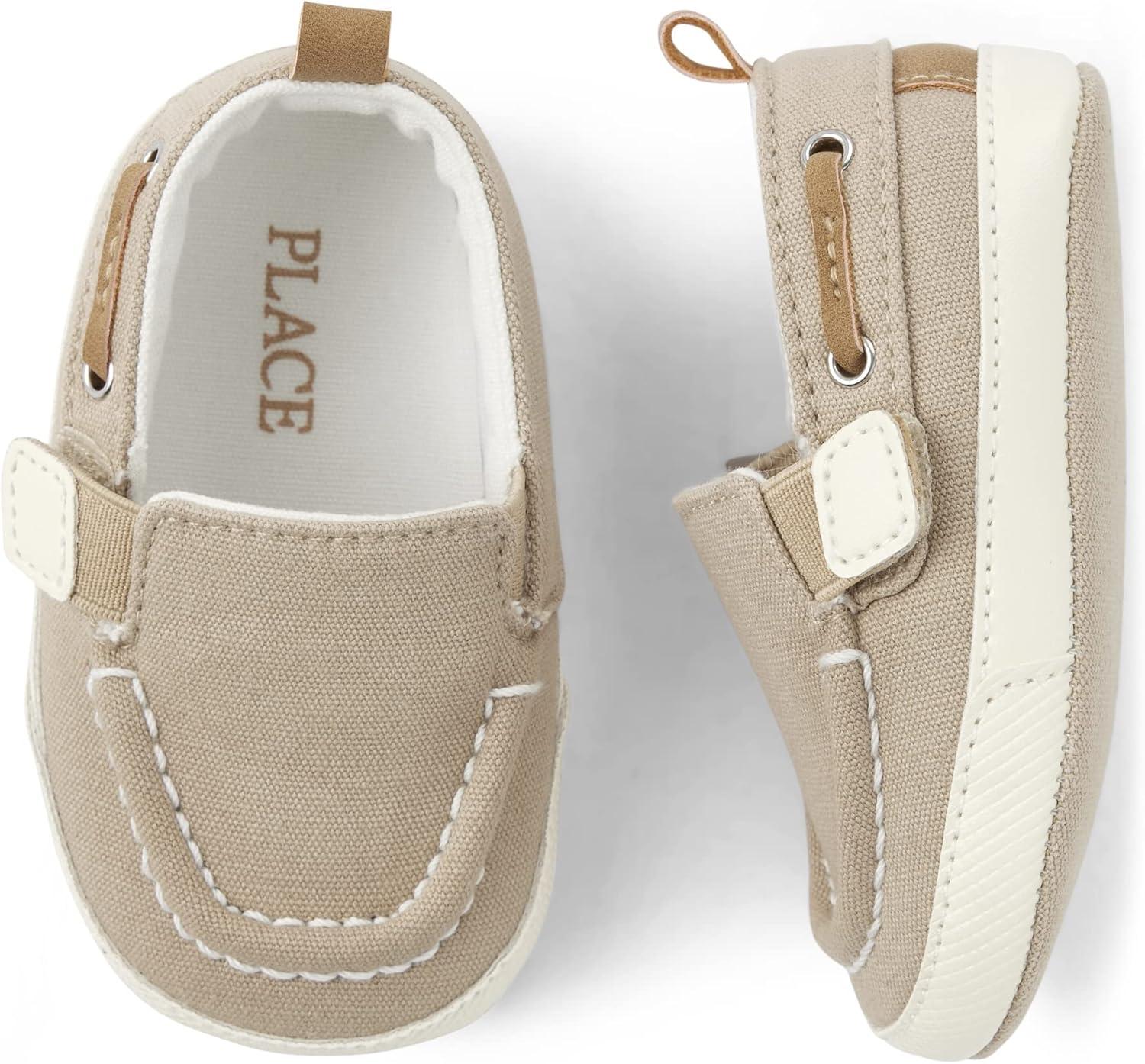 imageThe Childrens Place BabyBoys Newborn Boat ShoesLt Tan