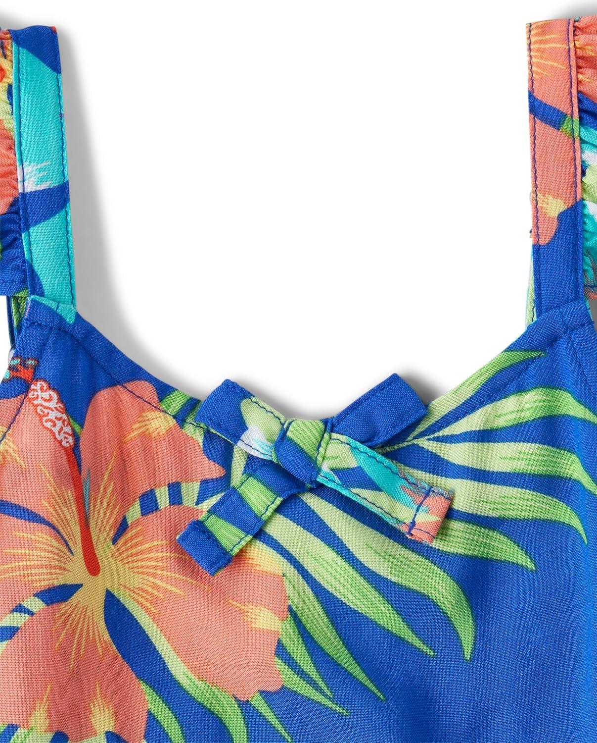 imageThe Childrens Place BabyGirls and Toddler Tiered Dress Short SleeveCool Cobalt Tropical