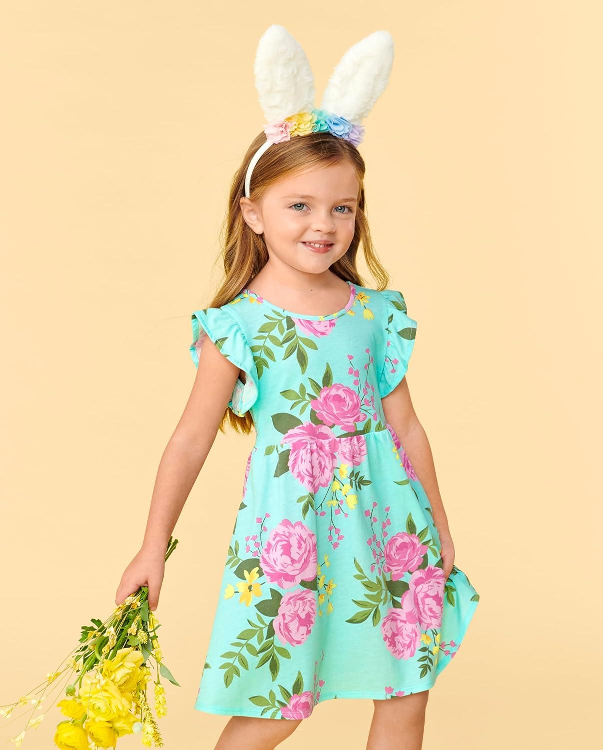 imageThe Childrens Place BabyGirls and Toddler Tiered Dress Short SleeveGreen Floral Babydoll