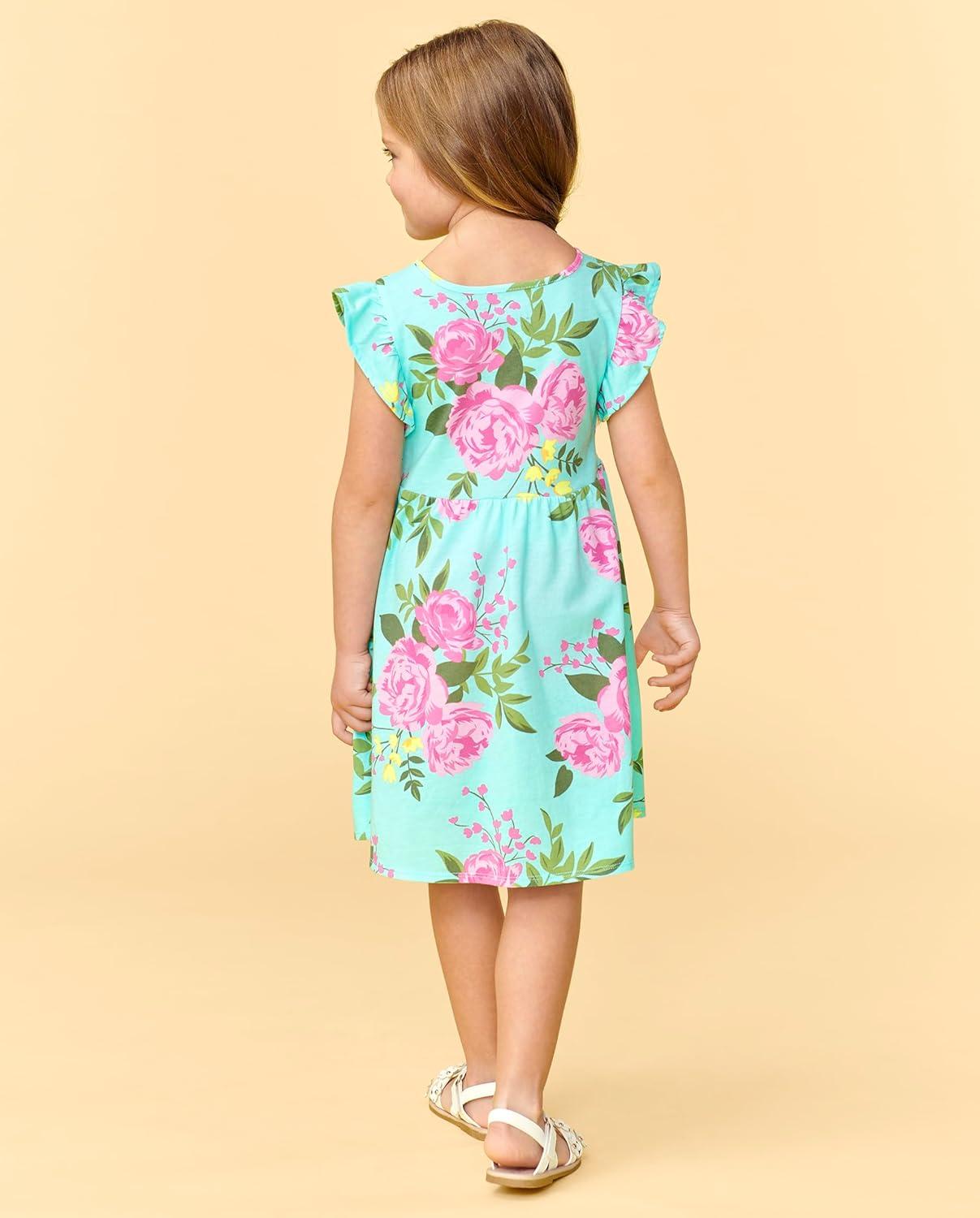 imageThe Childrens Place BabyGirls and Toddler Tiered Dress Short SleeveGreen Floral Babydoll