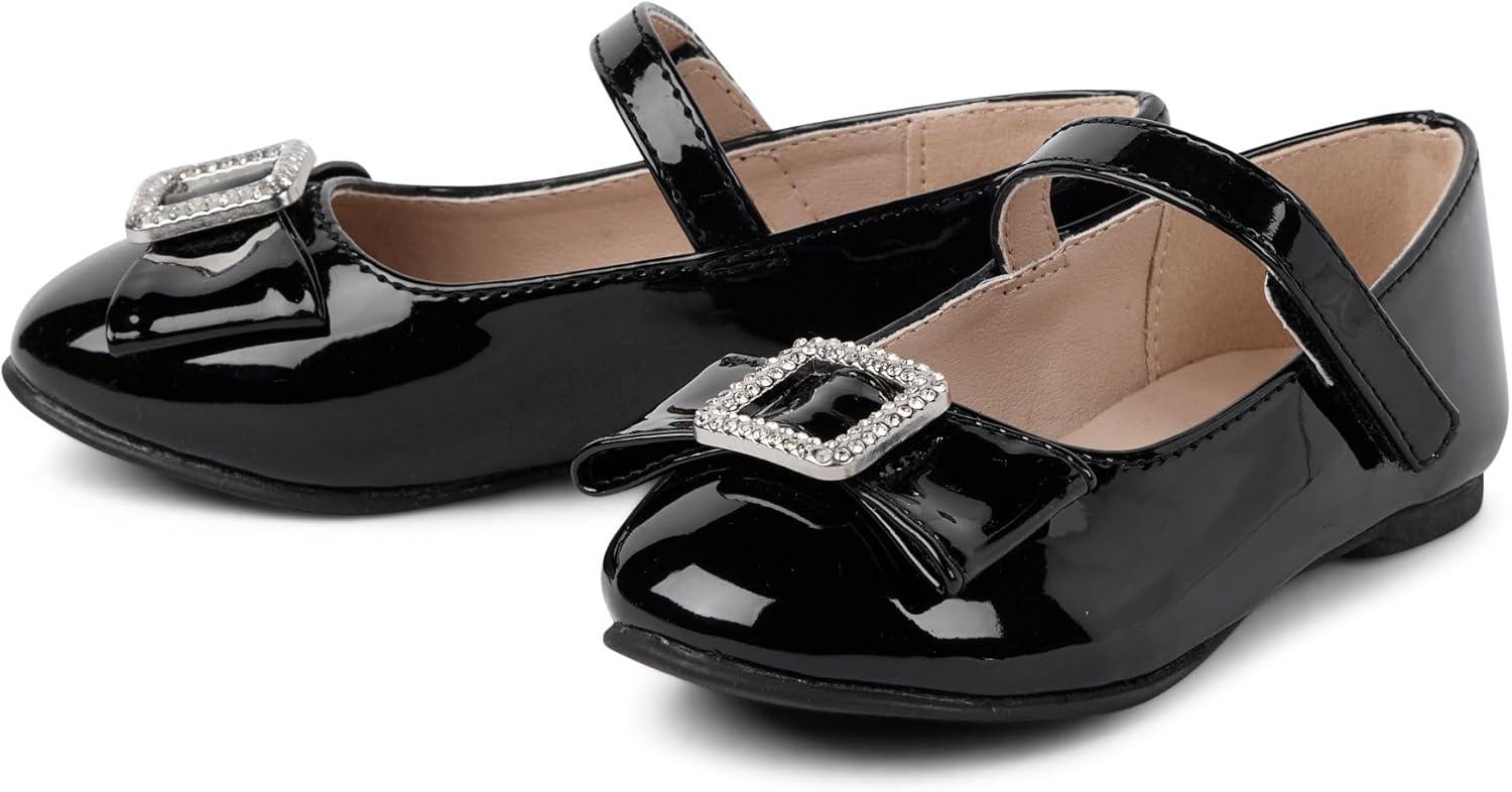 imageThe Childrens Place Girls Baby Toddler Closed Toe Ballet FlatsBlack