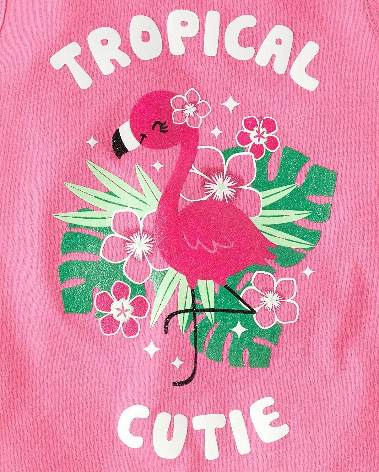 imageThe Childrens Place babygirls And Toddler Tank Top and Shorts 2 Piece Outfit SetTropical Cutie Flamingo