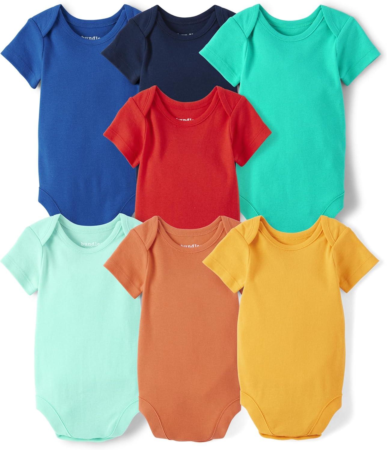 imageThe Childrens Place unisexbaby And Newborn Short Sleeve Bodysuits MultipacksRainbow 7pack
