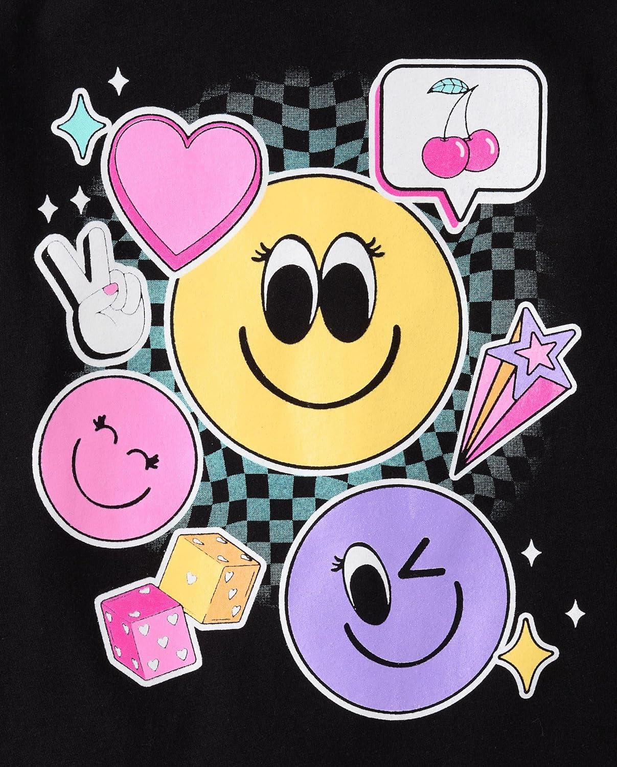 imageThe Childrens PlaceGirlsAssorted Everyday Long Sleeve Graphic TShirtsPositiveEmojisButterfly 3PackLarge