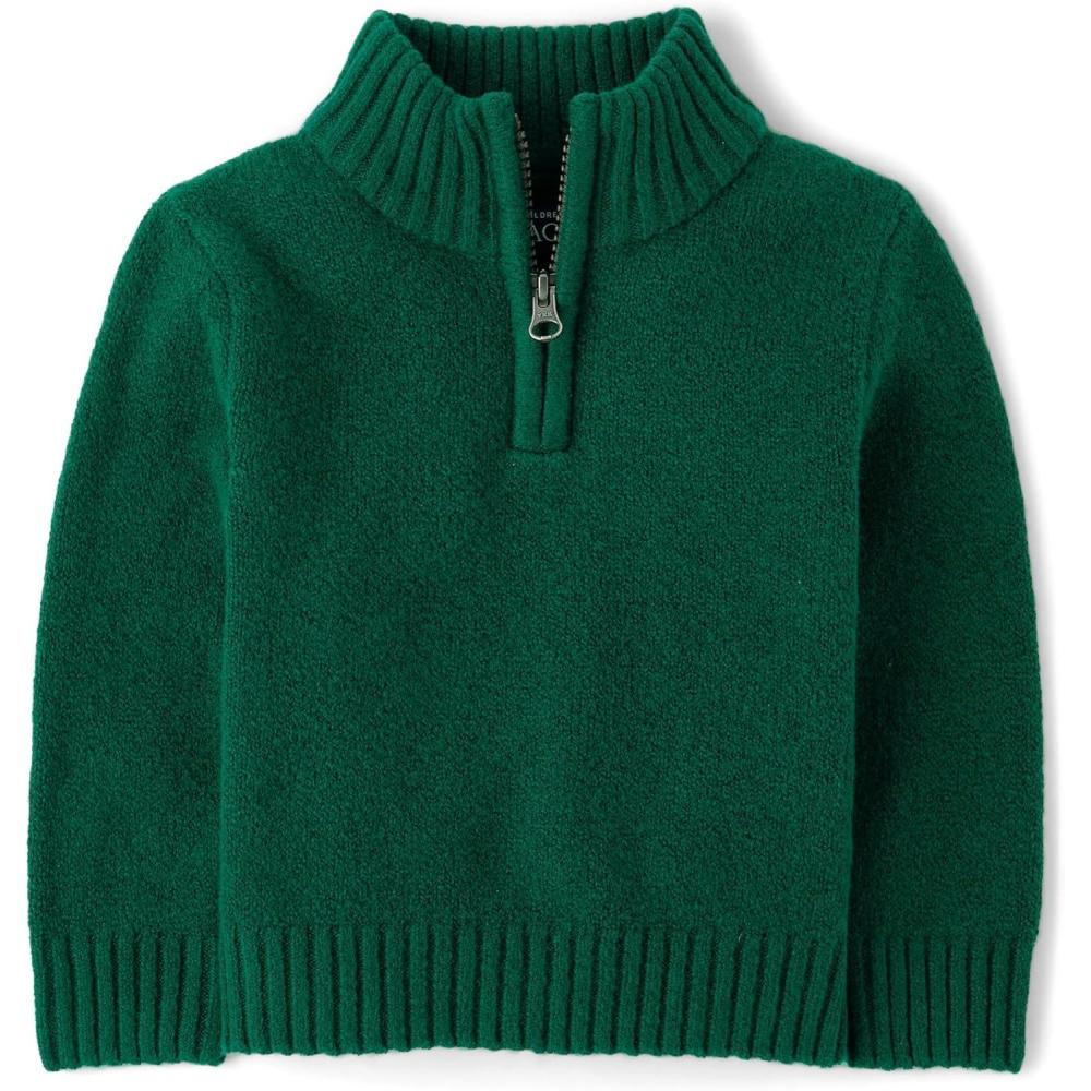 imageThe Childrens Place Baby Boys and Toddler Long Sleeve Quarter Zip Pullover SweaterSpruceshad
