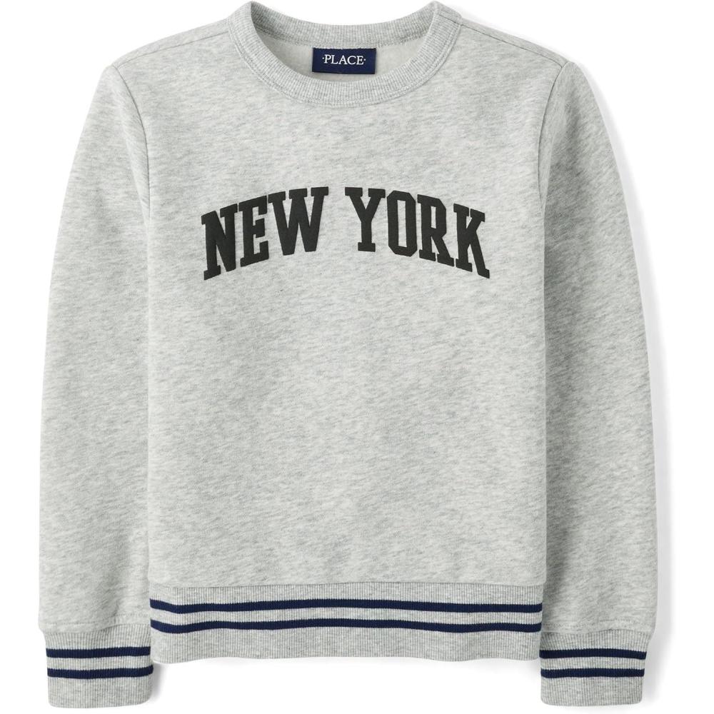 imageThe Childrens Place Boys Long Sleeve Crew Neck Pullover SweaterNew York