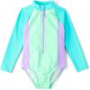 imageThe Childrens Place BabyGirls and Toddler Long Sleeve Half Zip One Piece Rashgaurd SwimsuitNeon Soft Mint