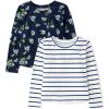 imageThe Childrens Place Girls Long Sleeve Knit Fashion ShirtTidal FloralStriped 2pack