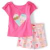 imageThe Childrens Place babygirls And Toddler Short Sleeve Top and Shorts 2piece SetPink Ice Cream Set
