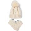 imageThe Childrens Place girls Winter Hat and Mittens Cold Weather SetOatmeal Cable Set