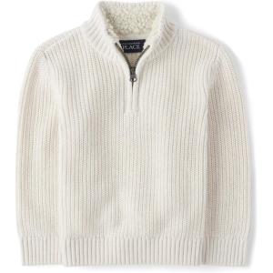 imageThe Childrens Place Baby Boys and Toddler Long Sleeve Quarter Zip Pullover SweaterVanilla