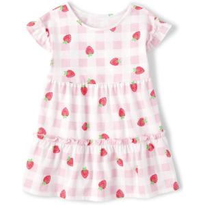 imageThe Childrens Place BabyGirls and Toddler Tiered Dress Short SleeveStrawberry Gingham