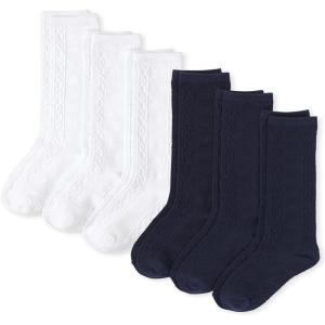 imageThe Childrens Place Girls Knee Socks Variety PackWhiteTidal 6pack