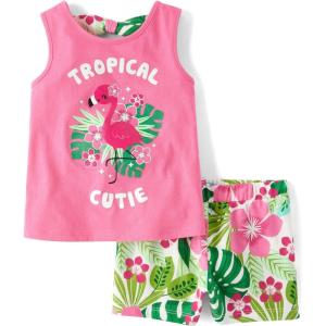 imageThe Childrens Place babygirls And Toddler Tank Top and Shorts 2 Piece Outfit SetTropical Cutie Flamingo