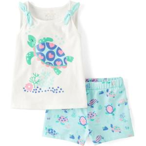 imageThe Childrens Place babygirls And Toddler Tank Top and Shorts 2 Piece Outfit SetTurtle