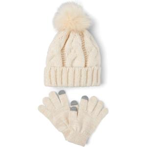 imageThe Childrens Place girls Winter Hat and Mittens Cold Weather SetOatmeal Cable Set