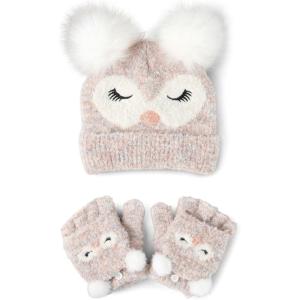 imageThe Childrens Place girls Winter Hat and Mittens Cold Weather SetOwl Set