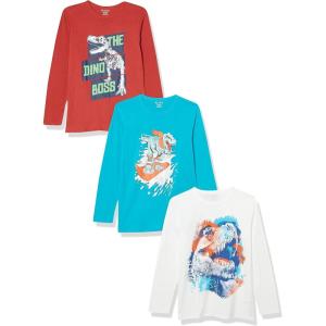 imageThe Childrens Place Boys Dino Long Sleeve Graphic TShirtsmultipacksDino BossDino SurfTrex 3pack