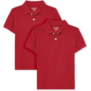 imageThe Childrens Place Boys Short Sleeve Pique Polo 2 PackClassic Red