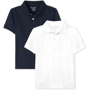 imageThe Childrens Place Boys Short Sleeve Pique Polo 2 PackNauticoWhite