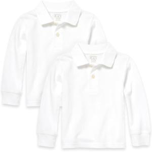 imageThe Childrens Place boys Long Sleeve Pique PoloWhite 2pack