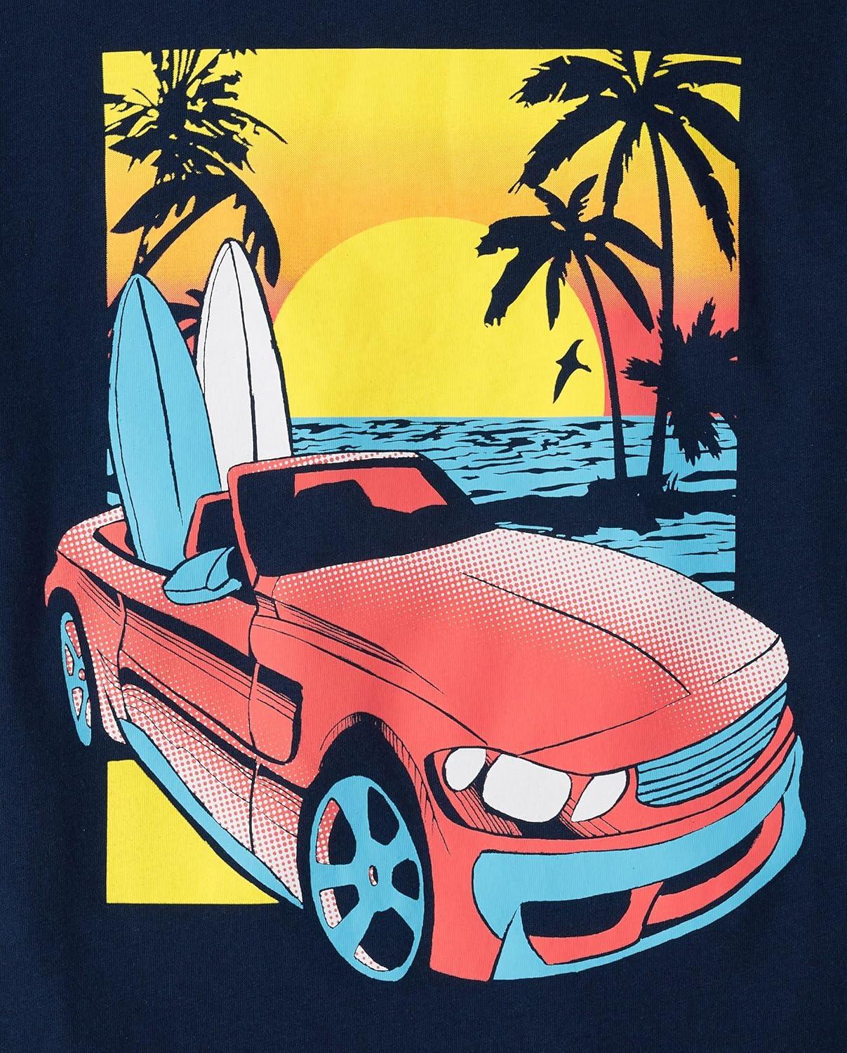 imageThe Childrens Place Boys AnimalsCars Short Sleeve Graphic TShirts3 PackBeach ModeSkateboardCar