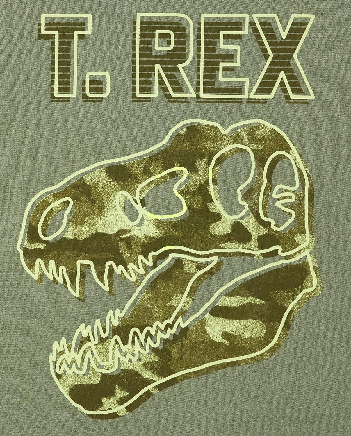 imageThe Childrens Place Boys AnimalsCars Short Sleeve Graphic TShirts3 PackDino FightT RexDino 3pack