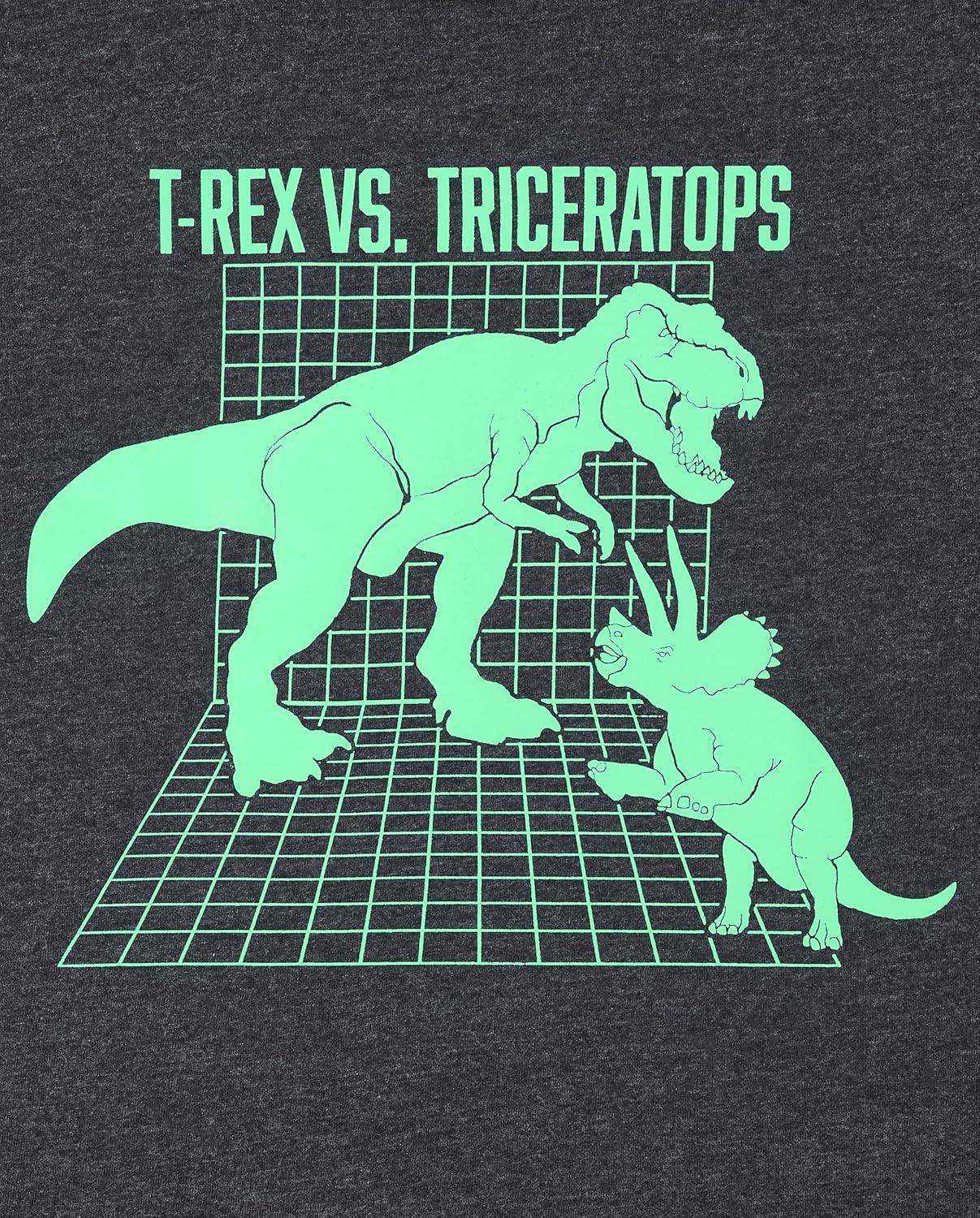 imageThe Childrens Place Boys AnimalsCars Short Sleeve Graphic TShirts3 PackDino FightT RexDino 3pack