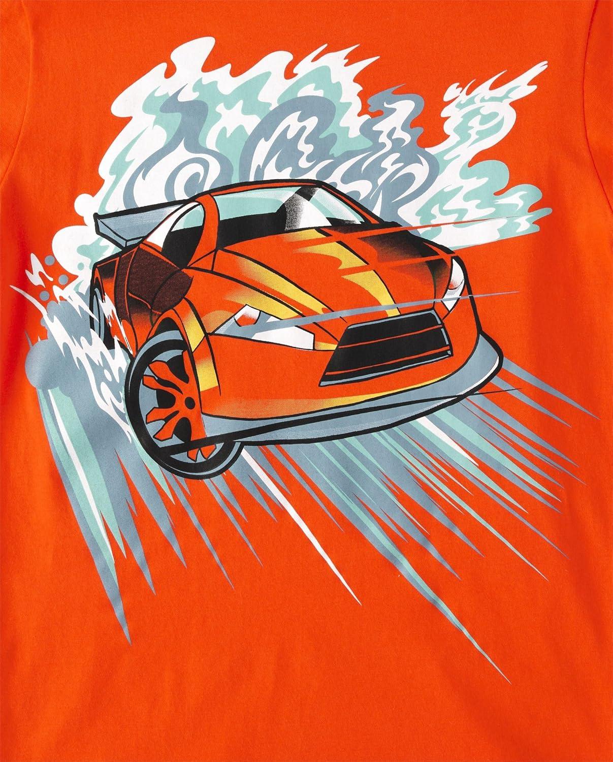 imageThe Childrens Place Boys AnimalsCars Short Sleeve Graphic TShirts3 PackDinoDinos RunRed Car