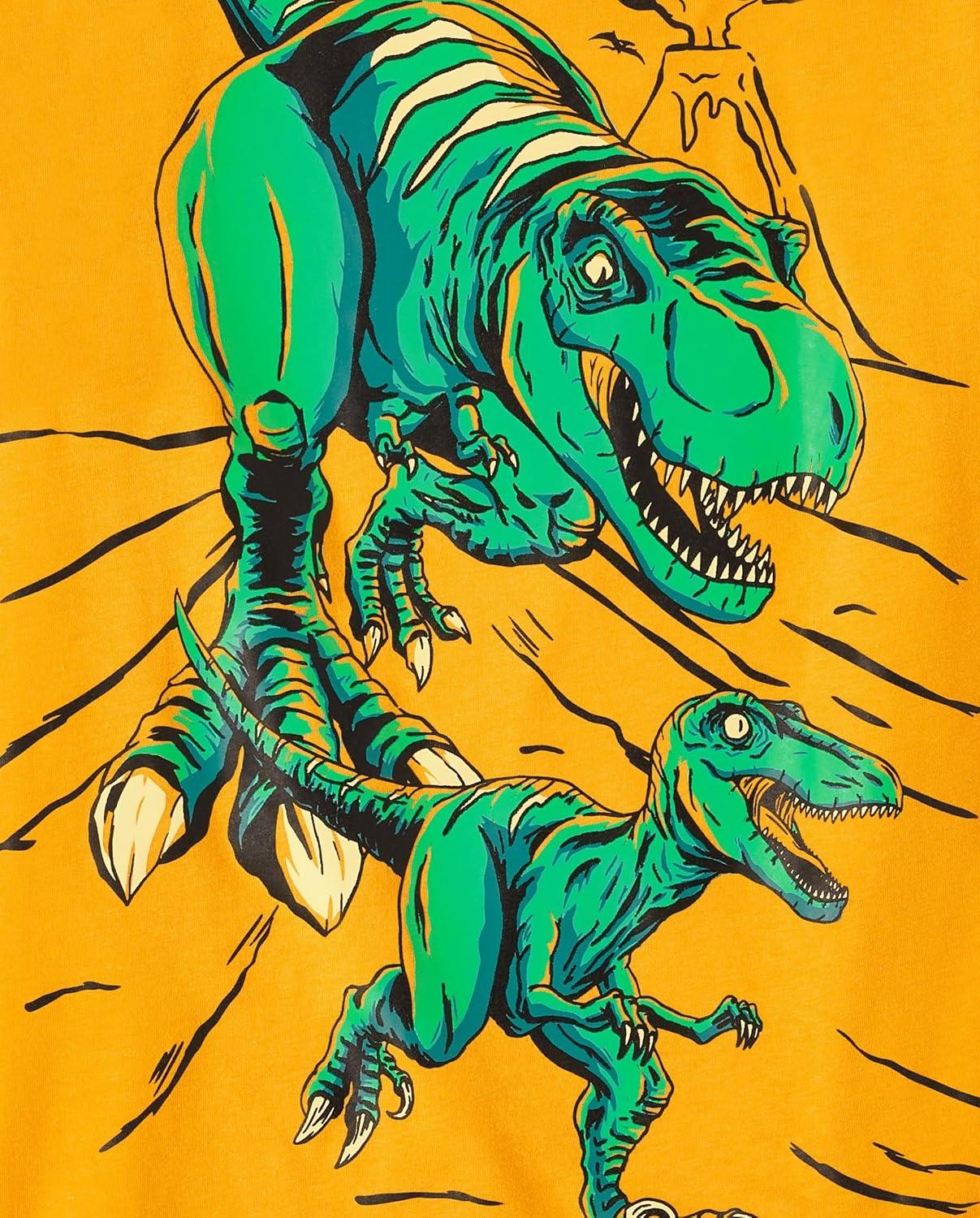 imageThe Childrens Place Boys AnimalsCars Short Sleeve Graphic TShirts3 PackDinoDinos RunRed Car