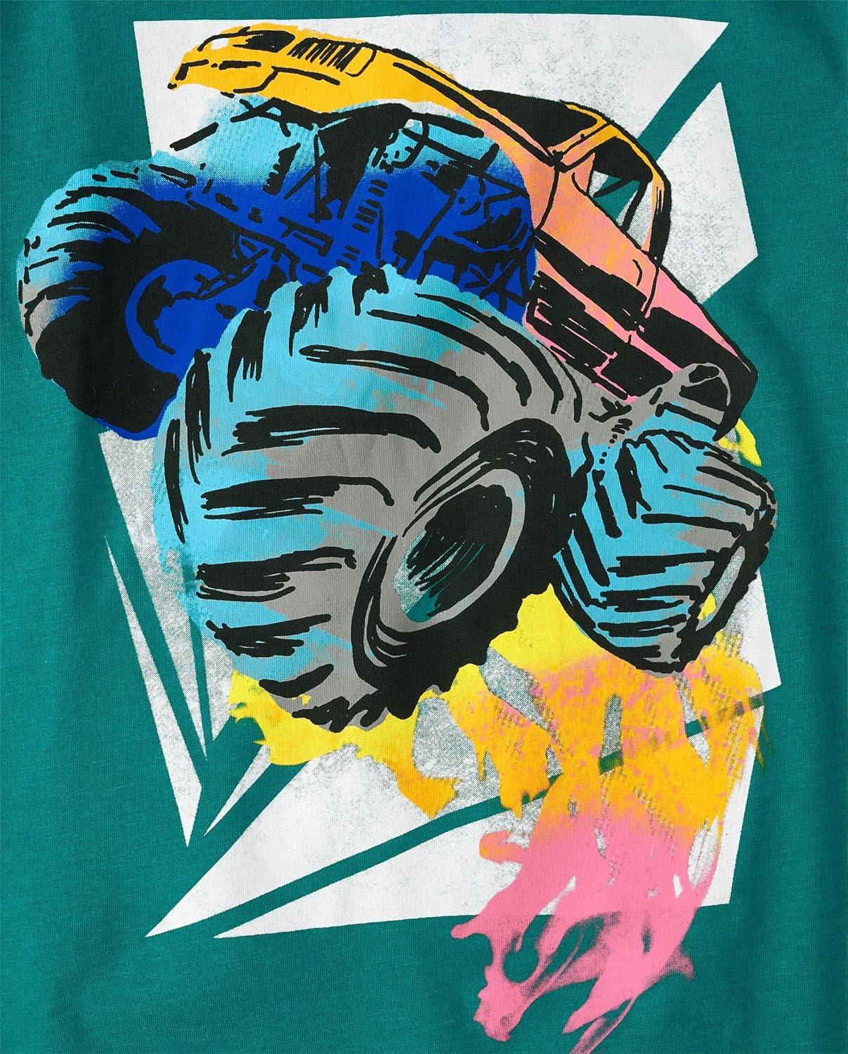 imageThe Childrens Place Boys AnimalsCars Short Sleeve Graphic TShirts3 PackSmileCarMonster Truck