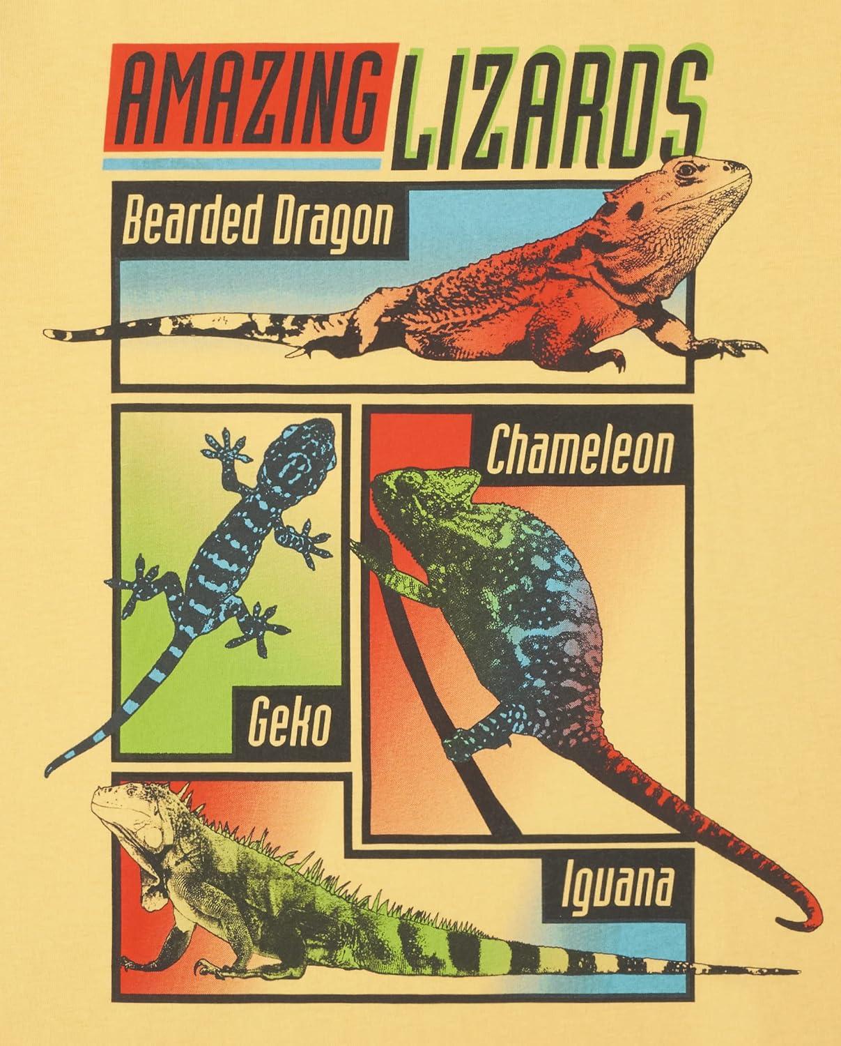 imageThe Childrens Place Boys AnimalsCars Short Sleeve Graphic TShirts3 PackTigerSharkLizard 3pack