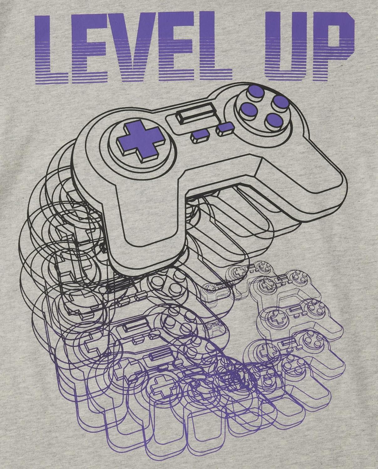 imageThe Childrens Place Boys Boys Short Sleeve Graphic T Shirt 3PackVirtualGameLevel Up 3pack